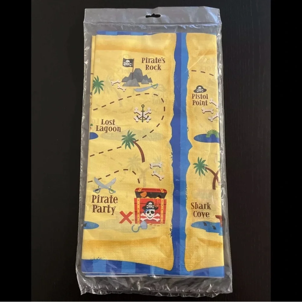 Pirate Treasure Map Tablecover Plastic Disposable Party Decor 54 X 102 Inch